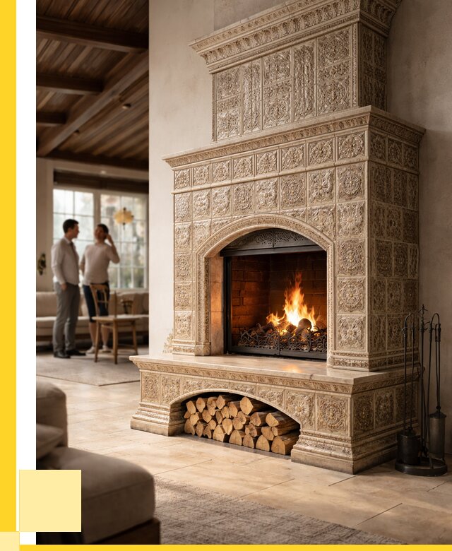 Купить изразцовый камин в Кольчугине от 254275 р. | ЭриданКль