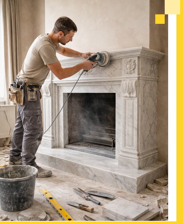 Изготовление и установка мраморных каминов в Кольчугине под ключ