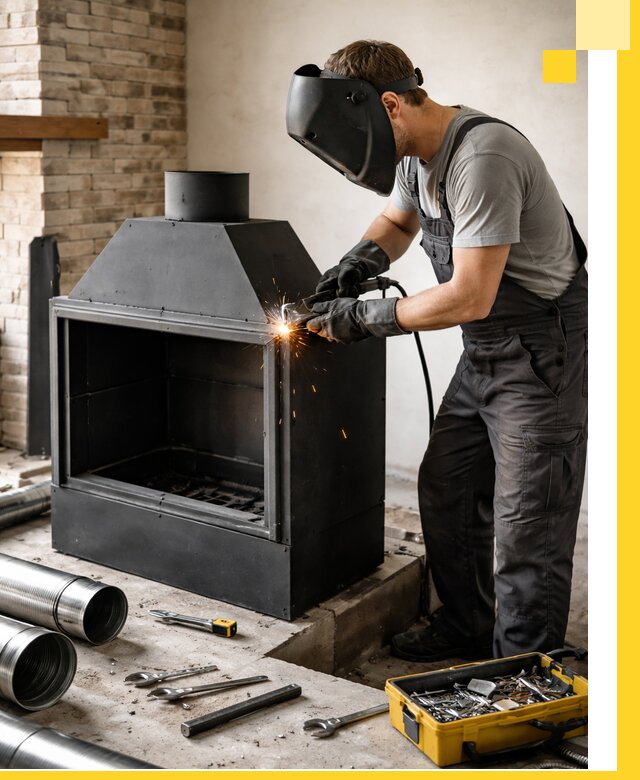 Продажа и установка металлических каминов в Кольчугине под ключ