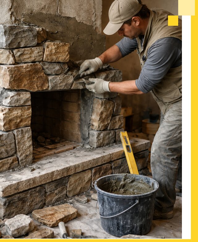 Изготовление и установка каменных каминов под ключ в Кольчугине