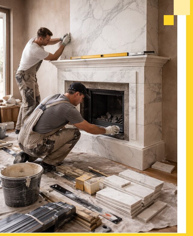 Отделка каминов в Кольчугине качественные облицовочные работы