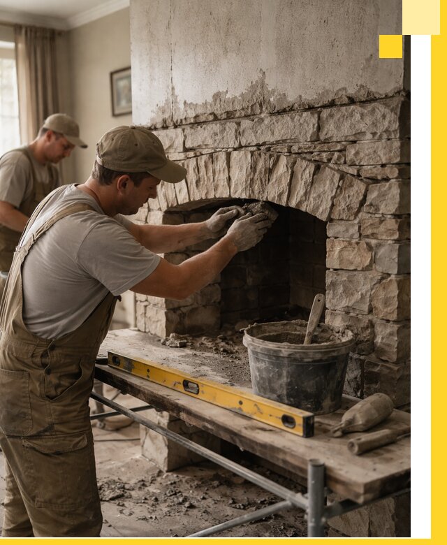 Изготовление каминов под ключ в Кольчугине, монтаж и отделка