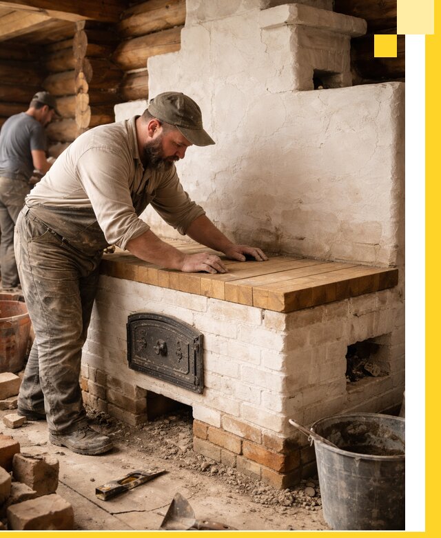 Проектирование и установка русской печи с лежанкой в Кольчугине