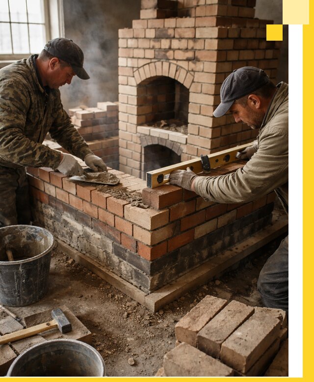 Изготовление и монтаж печей и каминов из кирпича в Кольчугине