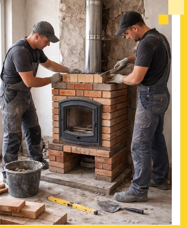 Монтаж печи камина под ключ в Кольчугине с гарантией и пусконаладкой