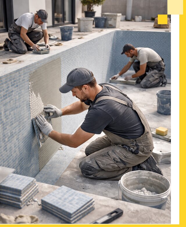 Облицовка бассейнов в Кольчугине плитка мозаика гидроизоляция