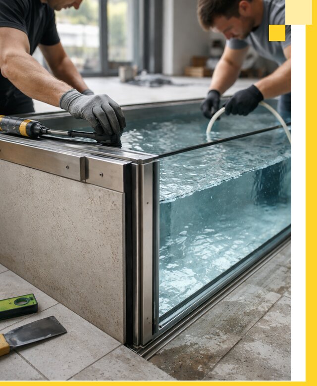 Проектирование и монтаж стеклянных бассейнов в Кольчугине