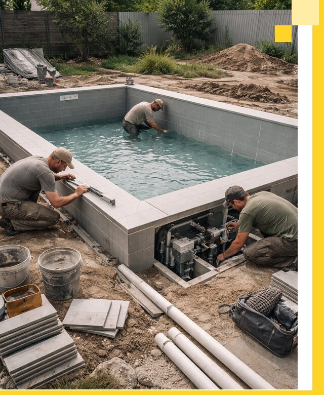 Строительство и монтаж бассейнов для дачи под ключ в Кольчугине