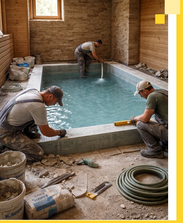 Проектирование и строительство бассейнов для бани в Кольчугине