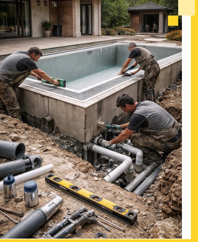 Строительство переливных бассейнов в Кольчугине под ключ