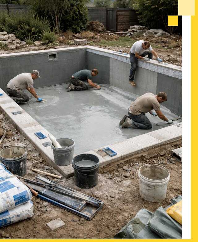 Изготовление и монтаж чаши бассейна под ключ в Кольчугине