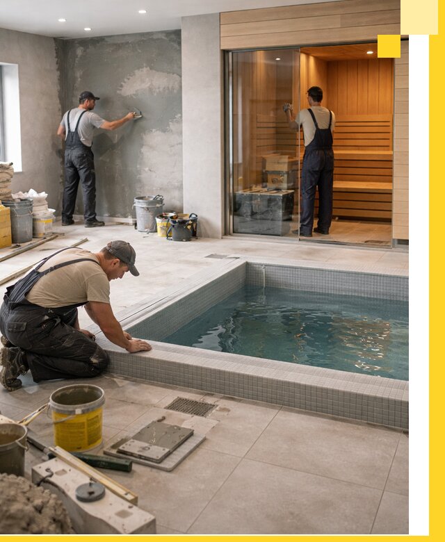 Проектирование и строительство сауны с бассейном в Кольчугине