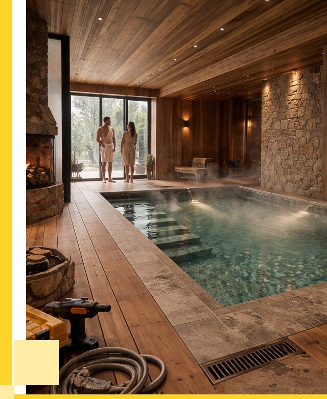 Проекты бань с бассейном под ключ в Кольчугине от 76283 р., ЭриданКль