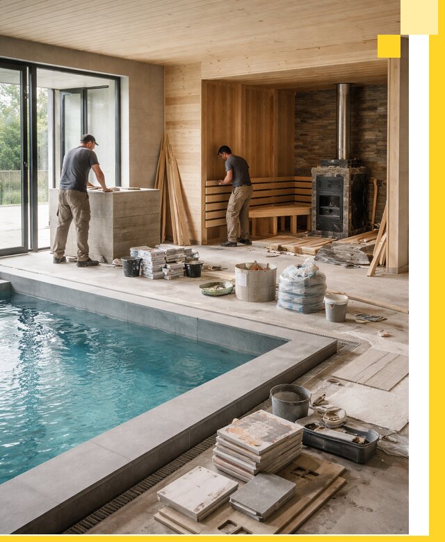 Проектирование и строительство бань с бассейном в Кольчугине