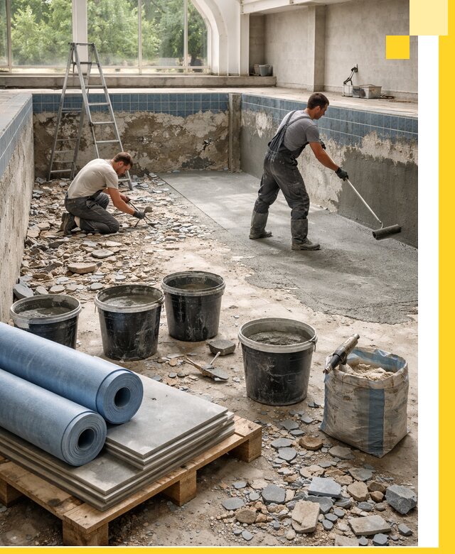 Реконструкция бассейнов в Кольчугине: ремонт, гидроизоляция