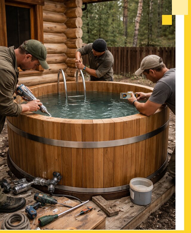 Строительство бань с купелью под ключ и отделкой в Кольчугине