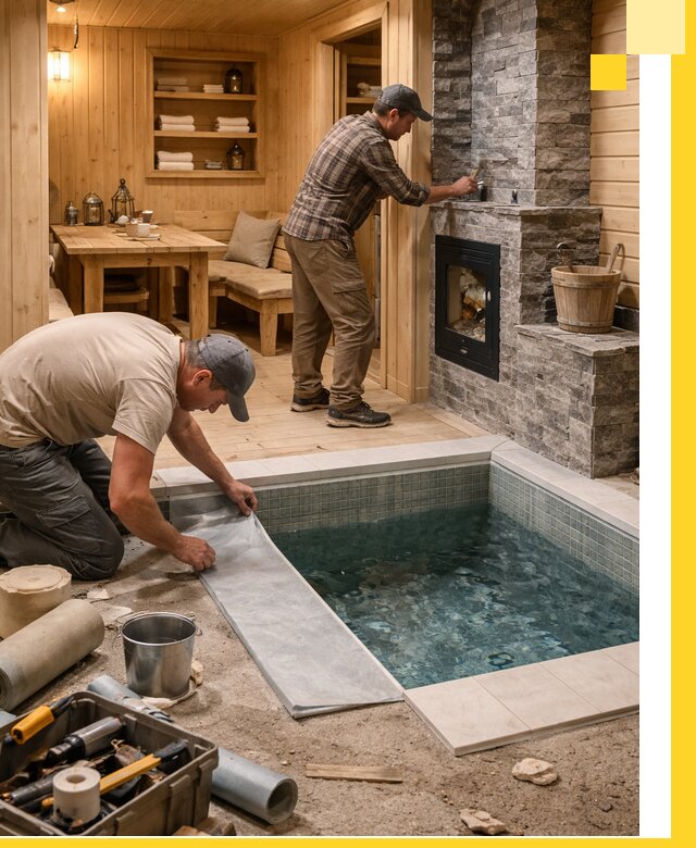 Строительство бань с комнатой отдыха под ключ в Кольчугине