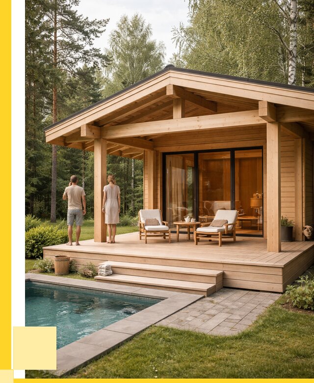 Бани с террасой под ключ в Кольчугине от 610260 р. | ЭриданКль