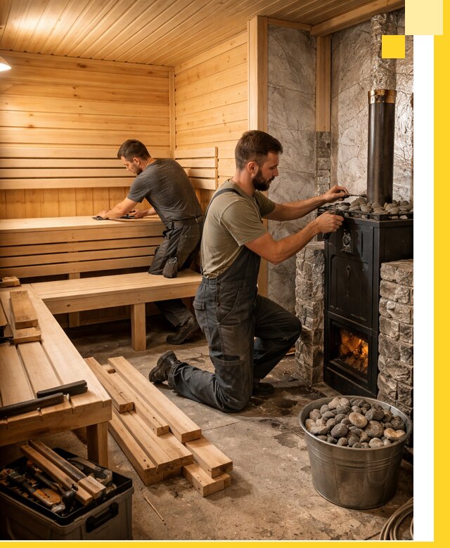 Дизайн и строительство интерьеров бань под ключ в Кольчугине