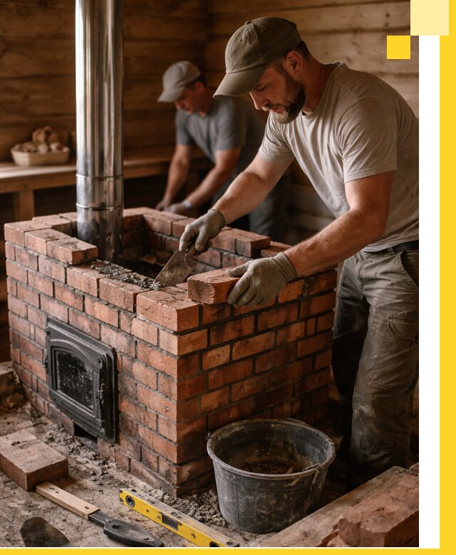 Кирпичные печи для бани под ключ в Кольчугине, проект и монтаж