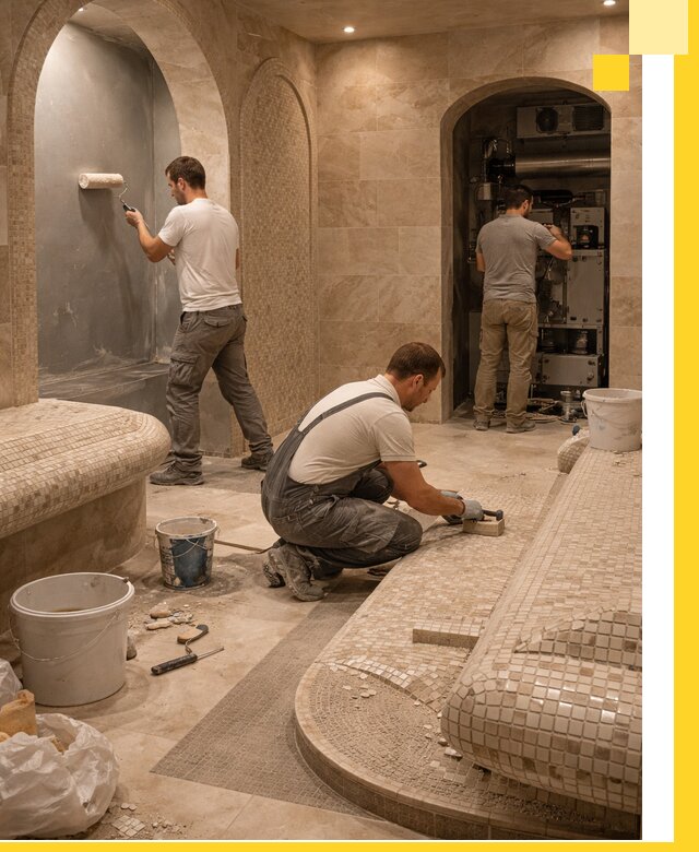 Строительство бани с хамамом и бассейном под ключ в Кольчугине