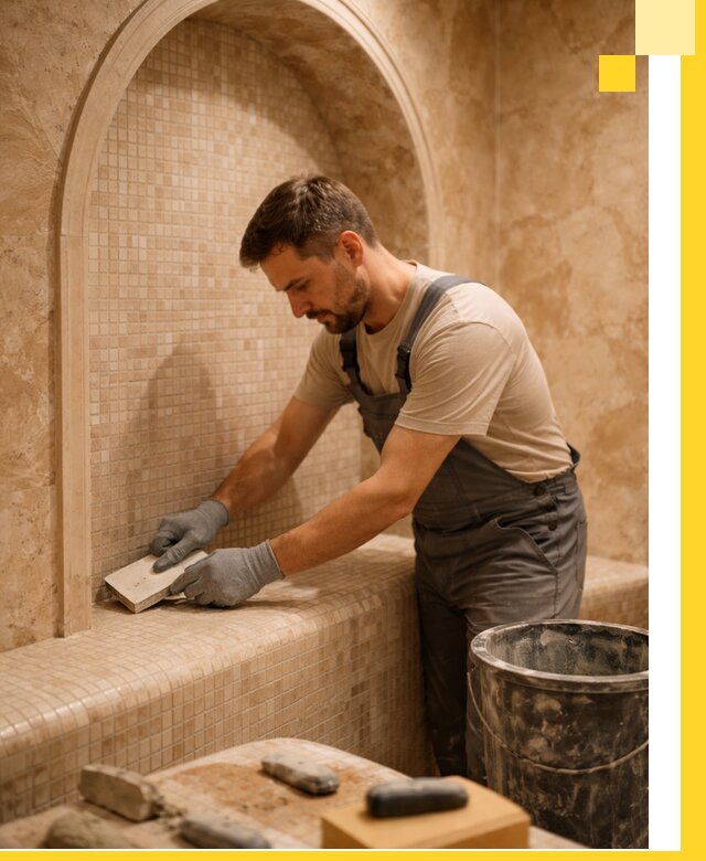 Профессиональная отделка хамамов с мозаикой под ключ в Кольчугине