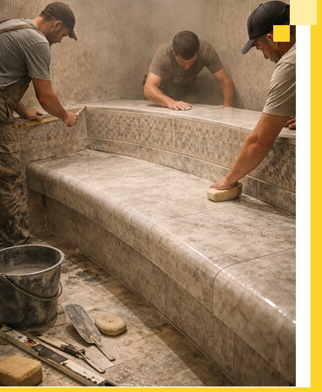 Изготовление и установка сидений для хамама в Кольчугине