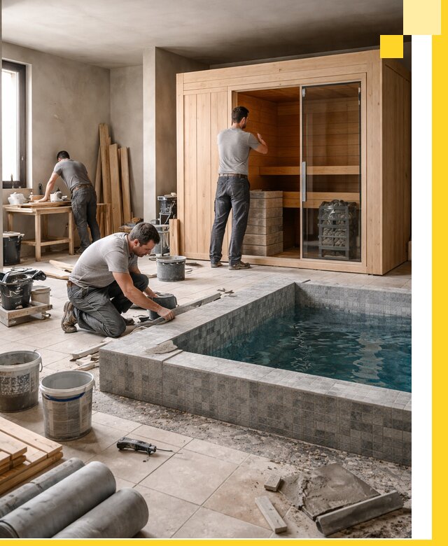 SPA зоны под ключ с бассейном сауной и печью в Кольчугине